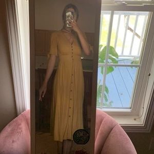 yellow midi dress